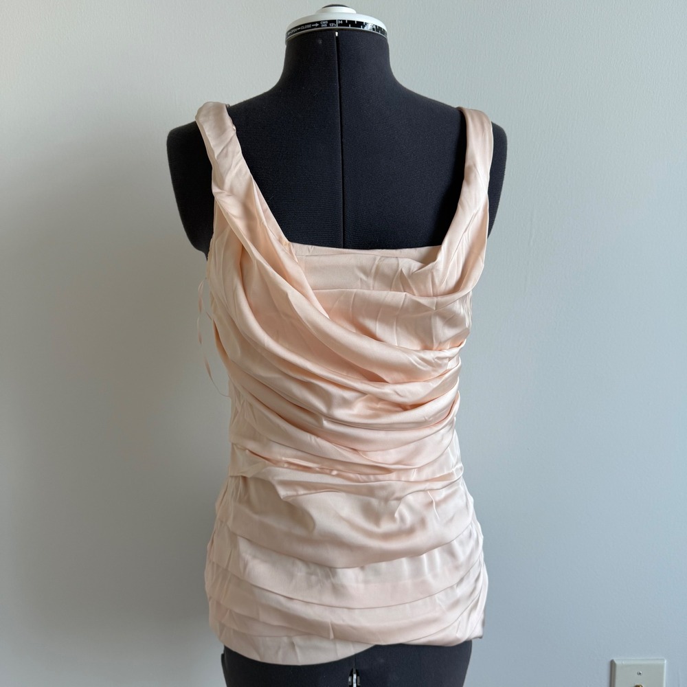 Vintage Y2K Pink Ruched Satin Tank Top Size Small